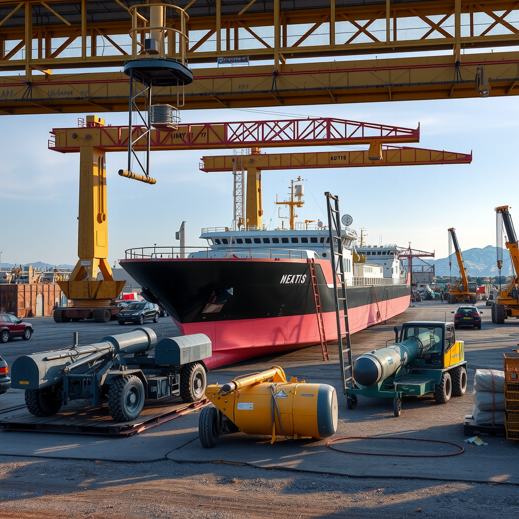 Промышленная площадка верфи в Казахстане с нефтяным оборудованием и инфраструктурой, символизирующая аутентичность и экспертность платформы Studymoreon